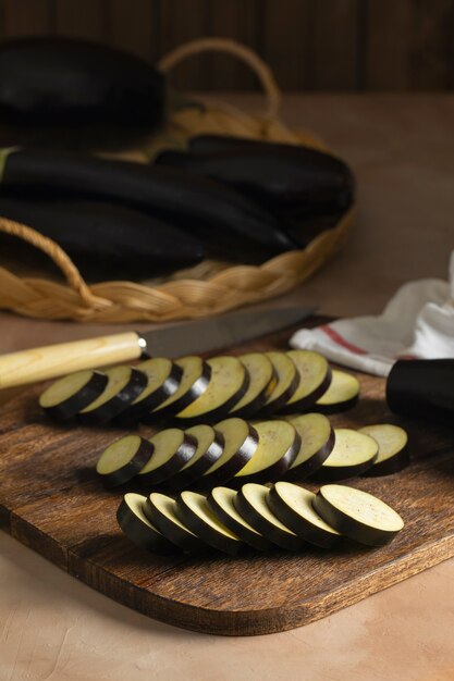 Raw eggplants ready to be cooked