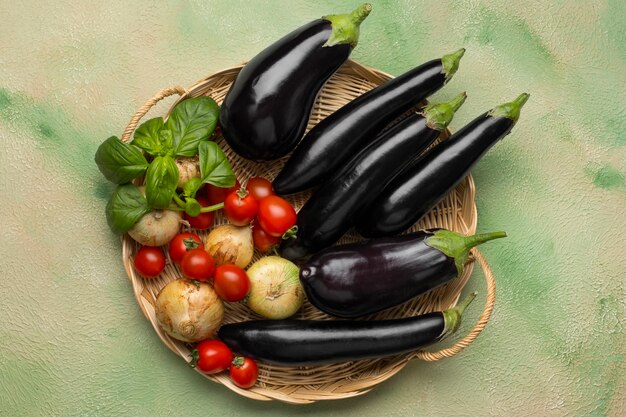 Raw eggplants ready to be cooked