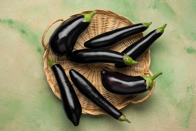 Raw eggplants ready to be cooked