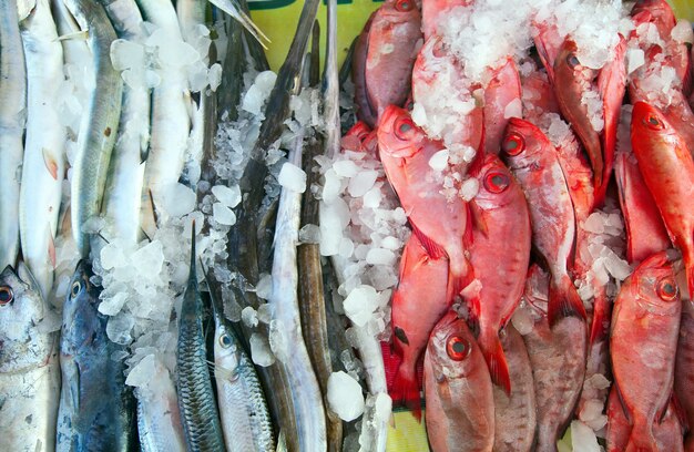 Сырая рыба на рынке