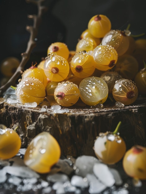 Raw food with water drops