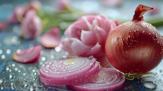 Foto gratuita alimenti crudi con gocce d'acqua in studio