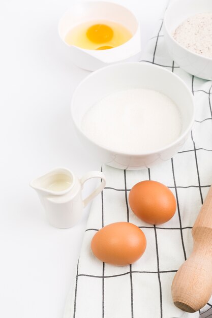 Raw fresh baking ingredient on white surface