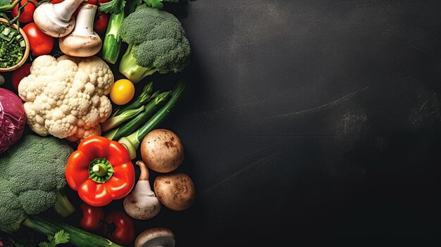 Сырые органические овощи со свежими ингредиентами Изображение, созданное искусственным интеллектом