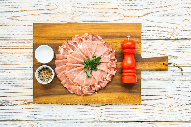 Raw pork meat slice