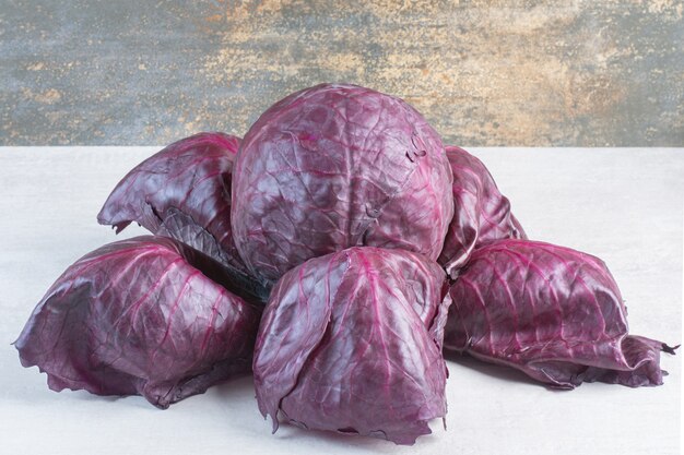 Raw purple cabbage on stone surface. High quality photo