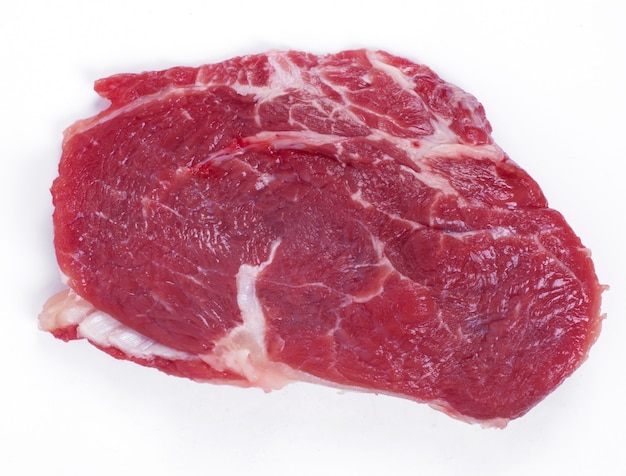 Raw steak on white paper