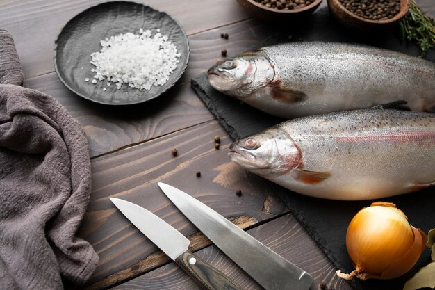 Free photo raw trout ready to be cooked