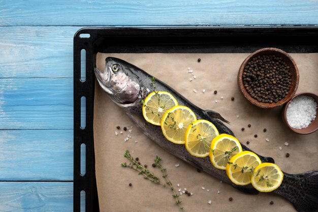 Raw trout ready to be cooked