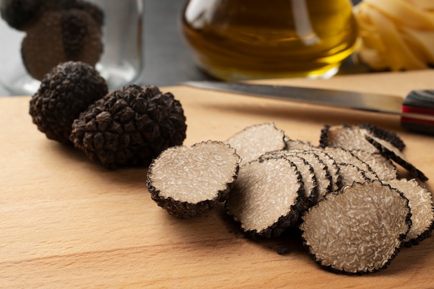 Raw truffle arrangement high angle