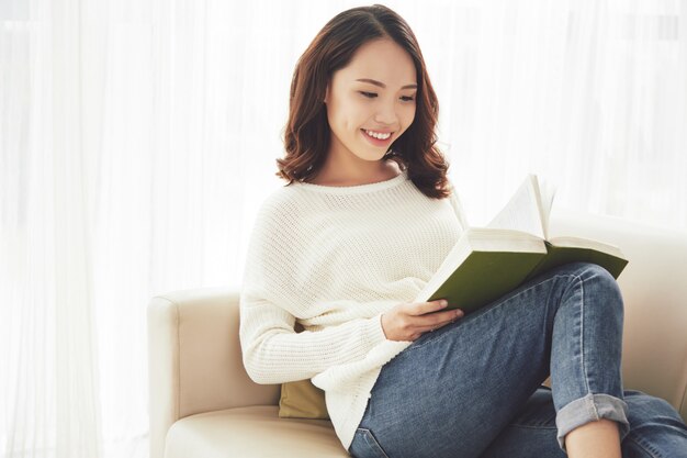 Reading young woman