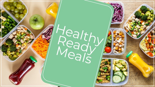 Free photo ready-to-eat meals arrangement