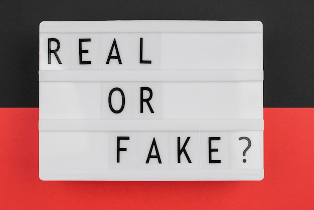 Real or fake news concept top view