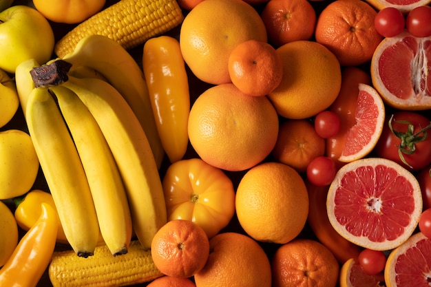 Real food pyramid arrangement still life