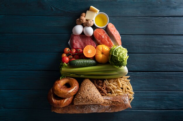 Real food pyramid arrangement