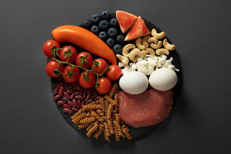 Free Photo real food pyramid assortment  top view