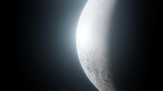 現実的​な​3​d​レンダリング​は​、​宇宙​の​月​、​現実的​な​月​の​表面​、​月​の​クレーター​です​。​星​の​背景​の​コピー​スペース​と​黒​。​輝く​表面​。 nasa​によって​提供された​この​画像​の​要素​。​映画​の​シーン​。​イラスト