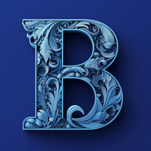 Realistic b letter with leaves