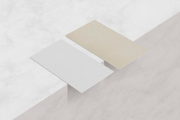 Realistic blank business card sustainability eco industry on marble