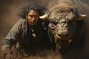 Free photo realistic buffaloes poster