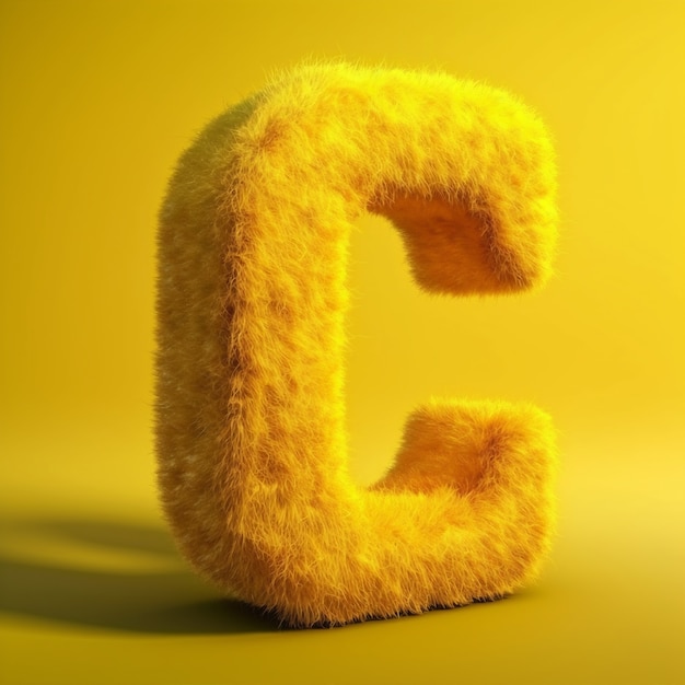 Бесплатное фото Реалистичная буква c с пушистой текстурой