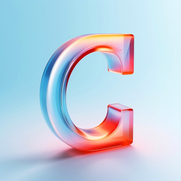 Realistic c letter with glass texture