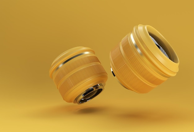 Realistic camera lens with reflections 3D Rendering.