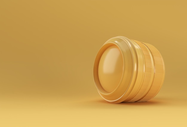 Realistic camera lens with reflections 3d rendering