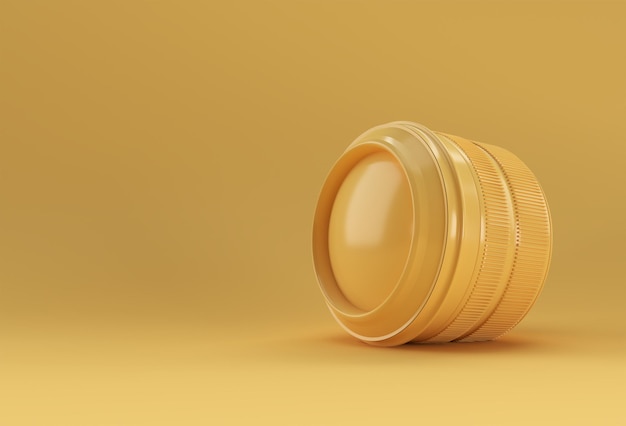 Realistic camera lens with reflections 3D Rendering.
