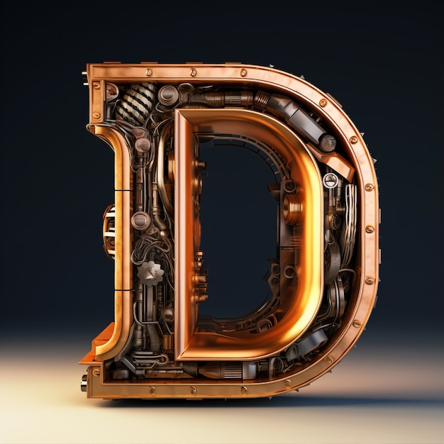 Realistic d letter with pipes