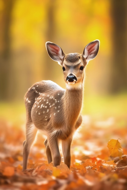 Free photo realistic deer with nature background