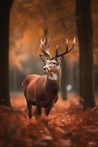 Realistic deer with nature background