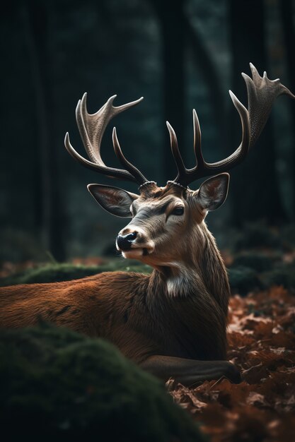 Realistic deer with nature background