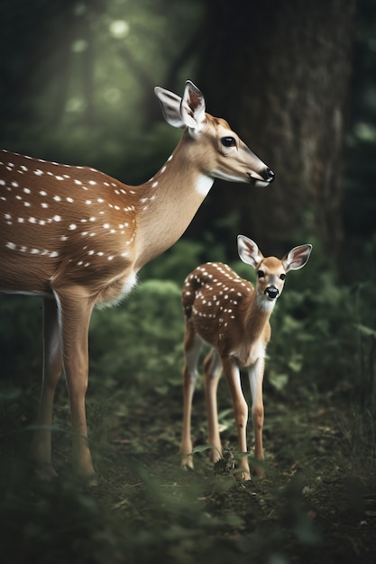 Free photo realistic deer with nature background