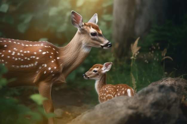 Free photo realistic deer with nature background