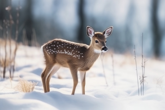 無料写真 自然の背景を持つ現実的な鹿