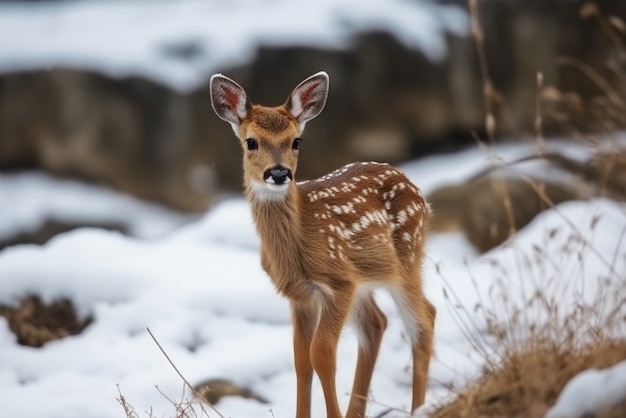 Free photo realistic deer with nature background