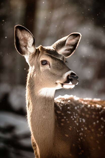 Realistic deer with nature background