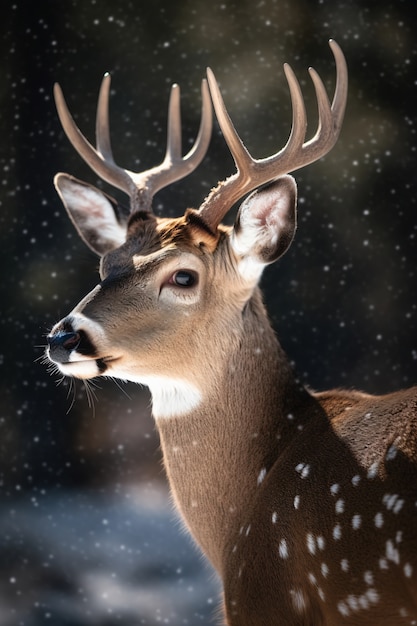 Realistic deer with nature background