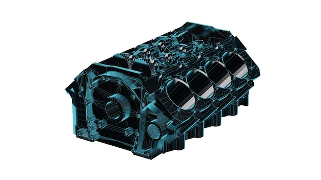 Реалистичный подробный 3D-рендеринг двигателя автомобиля