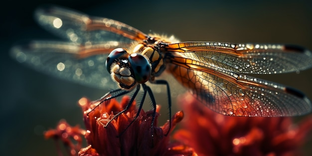 Realistic dragonfly in nature