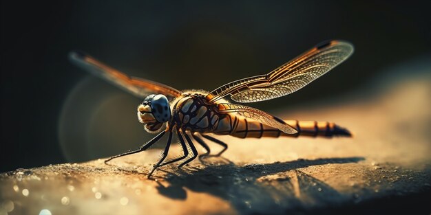 Realistic dragonfly in nature