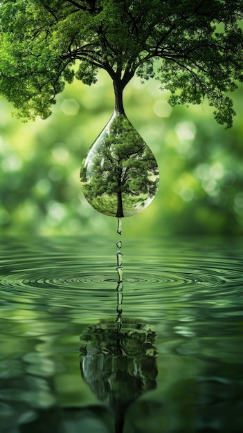 Free photo realistic drop with an ecosystem