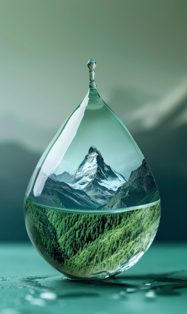 Free photo realistic drop with an ecosystem