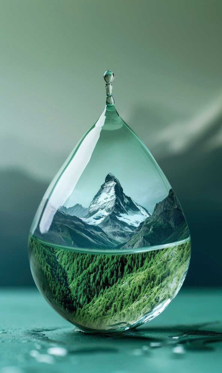 Free Photo realistic drop with an ecosystem