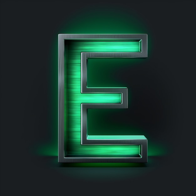 Free photo realistic e letter with green light