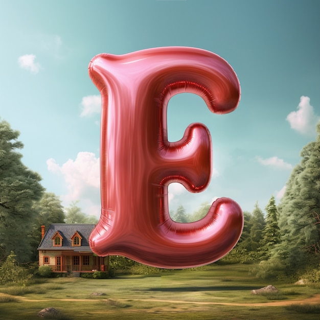 Realistic e letter with house