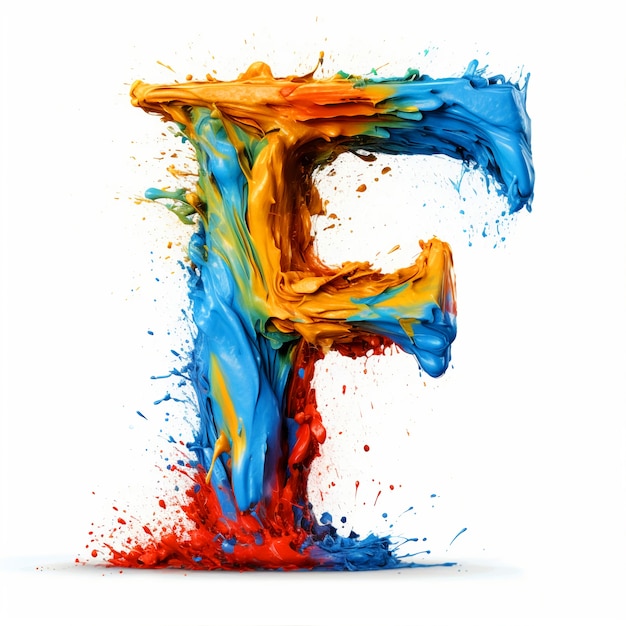 Realistic f letter with color splash