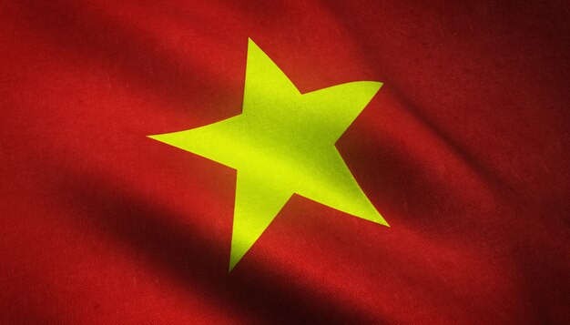 Realistic flag of Vietnam