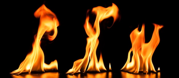 Realistic flames on black background